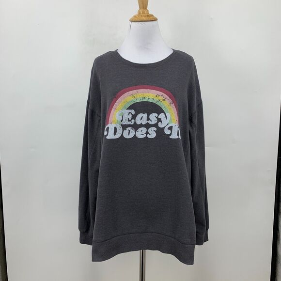 Wildfox Easy Does It Rainbow Sweatshirt Womens M Long Sleeve Pullover Split Hem - Picture 2 of 11